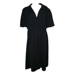Asos Design Curve Dress Womens Plus‎ Size 16 Solid Black Short Sleeve Collared